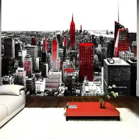 Karo-art 196cm X 140cm - Zelfklevend fotobehang - Overzicht over New York , Premium Print