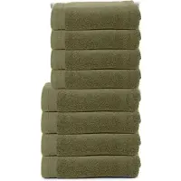 The One Towelling Organische Handdoeken Set - 8 stuks - 4x Badlakens, 4x Handdoeken - Hotelkwaliteit - Handdoekenset - Badhanddoek - 550gr/m2 - Katoen - Olijfgroen