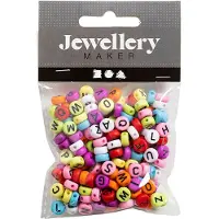 Creativ Company CC, ronde letterparels, 7 mm, meerkleurig