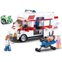 Sluban Town Ambulance Ziekenauto bouwspeelgoed kinderen vanaf 6 jaar – Constructiespeelgoed bouwdoos met 328 bouwstenen – M38-B1065