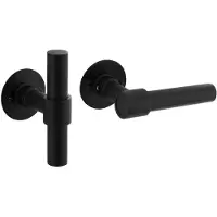 Intersteel Deurkruk L/T-model recht op plat rozet - RVS/mat zwart