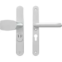 Axa Oval Plus veiligheidsbeslag voordeur smalschild Wing knop/U-kruk PC72 met kerntrekbeveiliging SKG3 - aluminium