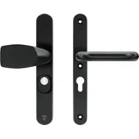 Axa Oval Plus veiligheidsbeslag voordeur smalschild Wing knop/U-kruk PC55 met kerntrekbeveiliging SKG3 - aluminium/zwart
