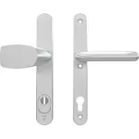 Axa Oval Plus veiligheidsbeslag voordeur smalschild Wing knop/U-kruk PC92 met kerntrekbeveiliging SKG3 - aluminium