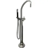 Hotbath Cobber X CX077 Vrijstaande Badkraan - Geborsteld Nikkel - Messing - Kranen, Badkranen, Vrijstaande Badkranen - 8719638625197