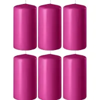 Enlightening Candles 8x Fuchsia roze cilinderkaarsen/stompkaarsen 6 x 8 cm 27 branduren - Geurloze kaarsen fuchsia roze - Woondecoraties