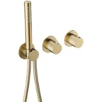 Hotbath Inbouw thermostaat - afbouwdeel ace met 2-weg stop-omstel met handdouche/doucheslang geborsteld messing