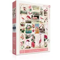 New York Puzzle Company - Vintage Images Flamingos and Flowers - 1000 stukjes puzzel