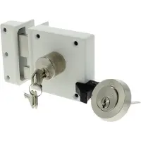 Nemef Veiligheidsoplegslot type 4154 - SKG** - Links - Doornmaat 50mm - Inclusief veiligheidscilinder en veiligheidsrozet - Geschikt voor deuren 38-42mm - Staal - Wit