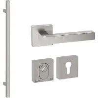 Hardbrass Voordeurset vierkant 3-delig met greep Toronto 1160mm SKG3 met kerntrekbeveiliging - RVS