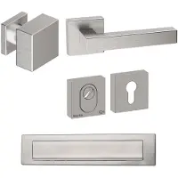 Hardbrass Voordeurset Quadro 60 vierkant SKG3 met kerntrekbeveiliging - RVS
