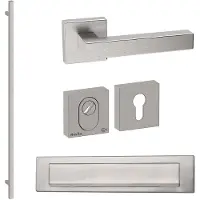 Hardbrass Voordeurset vierkant met Toronto XL-greep 1900mm SKG3 met kerntrekbeveiliging - RVS