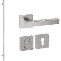 Hardbrass Voordeurset vierkant 3-delig met XL-greep 1900mm SKG3 met kerntrekbeveiliging - RVS