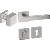Hardbrass Voordeurset Quadro 50 3-delig vierkant SKG3 met kerntrekbeveiliging - RVS