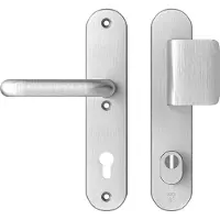 Axa Oval Plus veiligheidsbeslag voordeur D-knop/U kruk PC92 met kerntrekbeveiliging SKG3 - aluminium