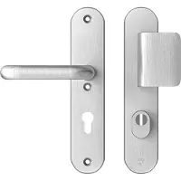 Axa Oval Plus veiligheidsbeslag voordeur D-knop/U kruk PC72 met kerntrekbeveiliging SKG3 - aluminium