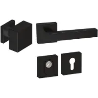 Hardbrass Voordeurset Quadro 60 3-delig vierkant SKG3 met kerntrekbeveiliging - zwart