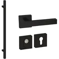Hardbrass Voordeurset vierkant 3-delig met greep 1160mm SKG3 met kerntrekbeveiliging - zwart