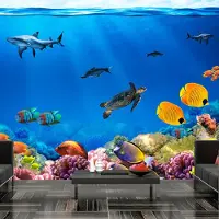 Karo-art 245cm X 175cm - Zelfklevend fotobehang - Koninkrijk onder water , Premium Print