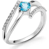 Orphelia RD-3259/60 - Ring - 18 Karaat Witgoud - Diamant 0.15 ct / Topaas 0.50 ct