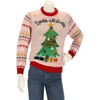 Apollo Kersttrui dames - kersttrui dames met lichtjes - Roze - Maat L - kersttrui dames volwassen - kersttrui - kerst trui - kerst trui dames