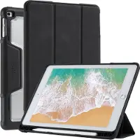 Ntech Tablet Hoes Geschikt voor iPad Hoes 5e, 6e, Air 1e, Air 2e Generatie - 9.7 inch (2017/2018) Smart Case Zwart met Harde Doorzichtige Achterkant / Sleep/Wake Functie iPad 2018 hoes premium leren case