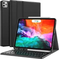 Ntech Hoes Geschikt voor iPad Air 2022 / iPad Air 2020 Keyboard hoes Zwart (Air 4 / 5) - iPad 10.9 inch Hoes Met Penhouder - iPad 10.9 inch hoes - Smart Book Case - iPad keyboard case