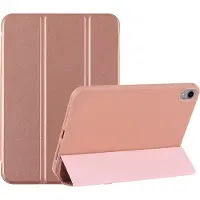 Ntech Tablet Hoes geschikt voor iPad Mini 7 (A17 Pro 2024) hoes Rose Goud soft Silicone smart cover - Trifold Hoes geschikt voor iPad Mini 2024 / Mini 6 hoes Triold Bookcase