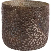 Baroque - Vaas - Waxinelichthouder Mozaïek Bloem 17 cm - Bruin - Glas - 17x17x17 - Glass