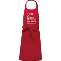 Kariban mijncadeautje - Luxe - Keuken - Kook - Barbecueschort - BBQ schort - The Lord of the Kitchen - The return of the Chef - Met voornaam - rood