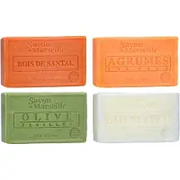 Le Chatelard 1802 Set Marseille zeep 4 x 100 gram in geuren sandalwood-citrus-olijf-kokos - Franse handzeep - Marseillezeep