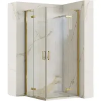 REA Hugo Double Brush Gold 80X80 - 200 cm - Douchecabine - Vierkant - Geborsteld Goud