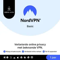 NordVPN Basic - Premium VPN Software - 1 jaar - Voor Maximaal 10 Apparaten - PC & Telefoon Download