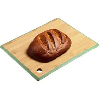 Kesper Keuken voedsel bereiden snijplank - 23 x 15 cm - bamboe hout - groene rand - luxe versie