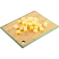 Kesper Keuken voedsel bereiden snijplank - 27 x 19 cm - bamboe hout - groene rand - luxe versie