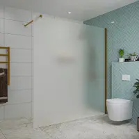 FortiFura Galeria inloopdouche - 180x200cm - mat glas - wandarm - Geborsteld koper PVD (Koper) SW797933/SW876702