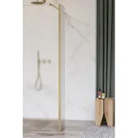 FortiFura Galeria zijwand - 40x200cm - mat glas - 8mm - met hoekprofiel - Geborsteld Messing PVD (Goud) SW797921 / SW798731
