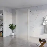 FortiFura Galeria Vrijstaande Inloopdouche - 90x200cm - Glas mat - antikalk - 8mm veiligheidsglas - 2 zijwanden 30cm - wandsteunen en hoekprofielen - Geborsteld Gunmetal PVD SW927771