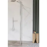 FortiFura Galeria zijwand - 50x200cm - mat glas - 8mm - met hoekprofiel - Geborsteld RVS PVD (RVS) SW797922 / SW798730
