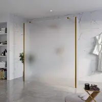 FortiFura Galeria Vrijstaande Inloopdouche - 180x200cm - Glas mat - antikalk - 8mm veiligheidsglas - 2 zijwanden 40cm - wandsteunen en hoekprofielen - Geborsteld koper PVD (Koper) SW927772