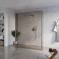 FortiFura Galeria Vrijstaande Inloopdouche - 160x200cm - Rookglas - antikalk - 8mm veiligheidsglas - 2 zijwanden 40cm - wandsteunen en hoekprofielen - Geborsteld Gunmetal PVD SW927771
