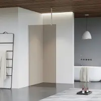 FortiFura Galeria inloopdouche - 50x200cm - rookglas - plafondarm - Geborsteld RVS PVD (RVS) SW797936/SW797908/SW804544