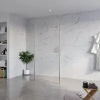 FortiFura Galeria Vrijstaande Inloopdouche - 90x200cm - Helder - antikalk - 8mm veiligheidsglas - 2 zijwanden 40cm - wandsteunen en hoekprofielen - Geborsteld RVS PVD (RVS) SW927769