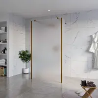 FortiFura Galeria Vrijstaande Inloopdouche - 110x200cm - glas mat - antikalk - 8mm veiligheidsglas - 2 zijwanden 40cm - wandsteunen en hoekprofielen - PVD - geborsteld koper SW927772