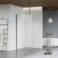 FortiFura Galeria inloopdouche - 180x200cm - mat glas - plafondarm - PVD - geborsteld gunmetal (antraciet) SW797933/SW797907/SW804545