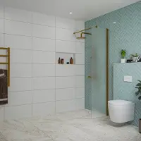 FortiFura Galeria inloopdouche - 50x200cm - mat glas - wandarm - Geborsteld koper PVD (Koper) SW797922/SW876702