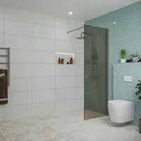 FortiFura Galeria inloopdouche - 70x200cm - rookglas - wandarm - Geborsteld Gunmetal PVD SW797941/SW797907