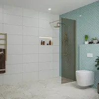 FortiFura Galeria inloopdouche - 60x200cm - rookglas - wandarm - Geborsteld Messing PVD (Goud) SW797935/SW797910