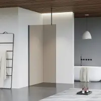 FortiFura Galeria inloopdouche - 160x200cm - rookglas - plafondarm - Geborsteld Gunmetal PVD SW797942/SW797907/SW804545