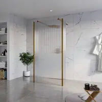 FortiFura Galeria Vrijstaande Inloopdouche - 100x200cm - Helder geribbeld - antikalk - 8mm veiligheidsglas - 2 zijwanden 40cm - wandsteunen en hoekprofielen - Geborsteld koper PVD (Koper) SW927772
